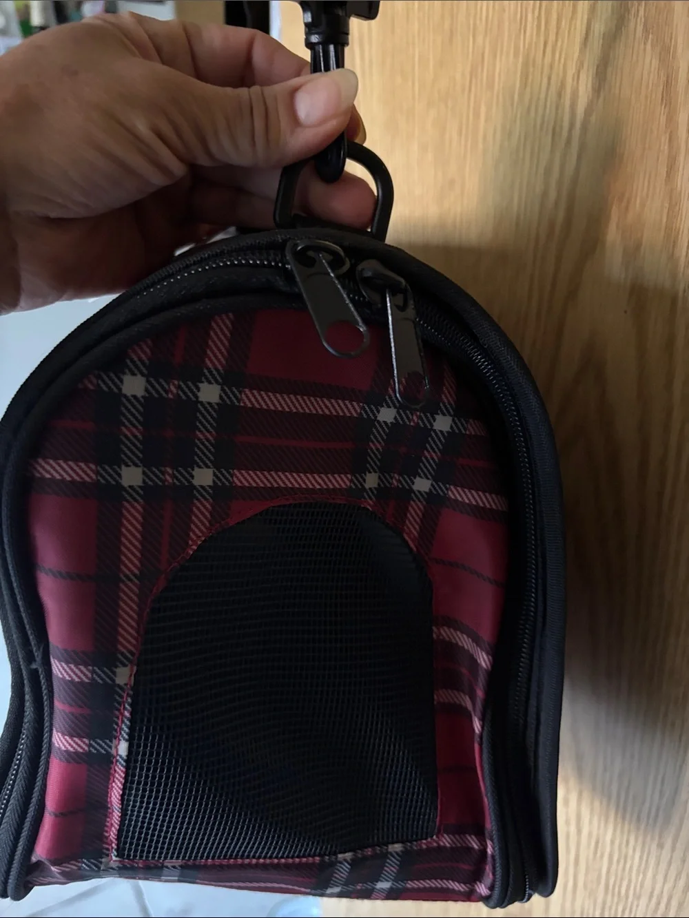 Red Plaid Pet Carrier Bag